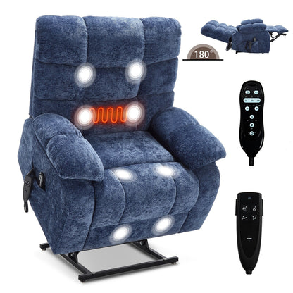 Fauteuil inclinable électrique surdimensionné à deux moteurs, positions infinies, avec massage en 8 points et chauffage lombaire, télécommande électrique