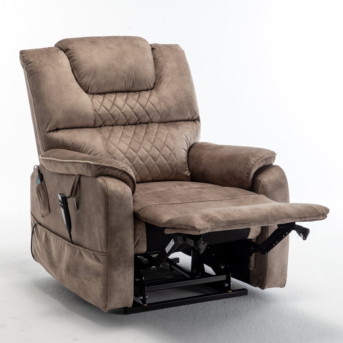 Fauteuil inclinable électrique surdimensionné avec moteur OKIN, inclinaison infinie jusqu'à 180°, siège extra-large et rangement latéral pratique
