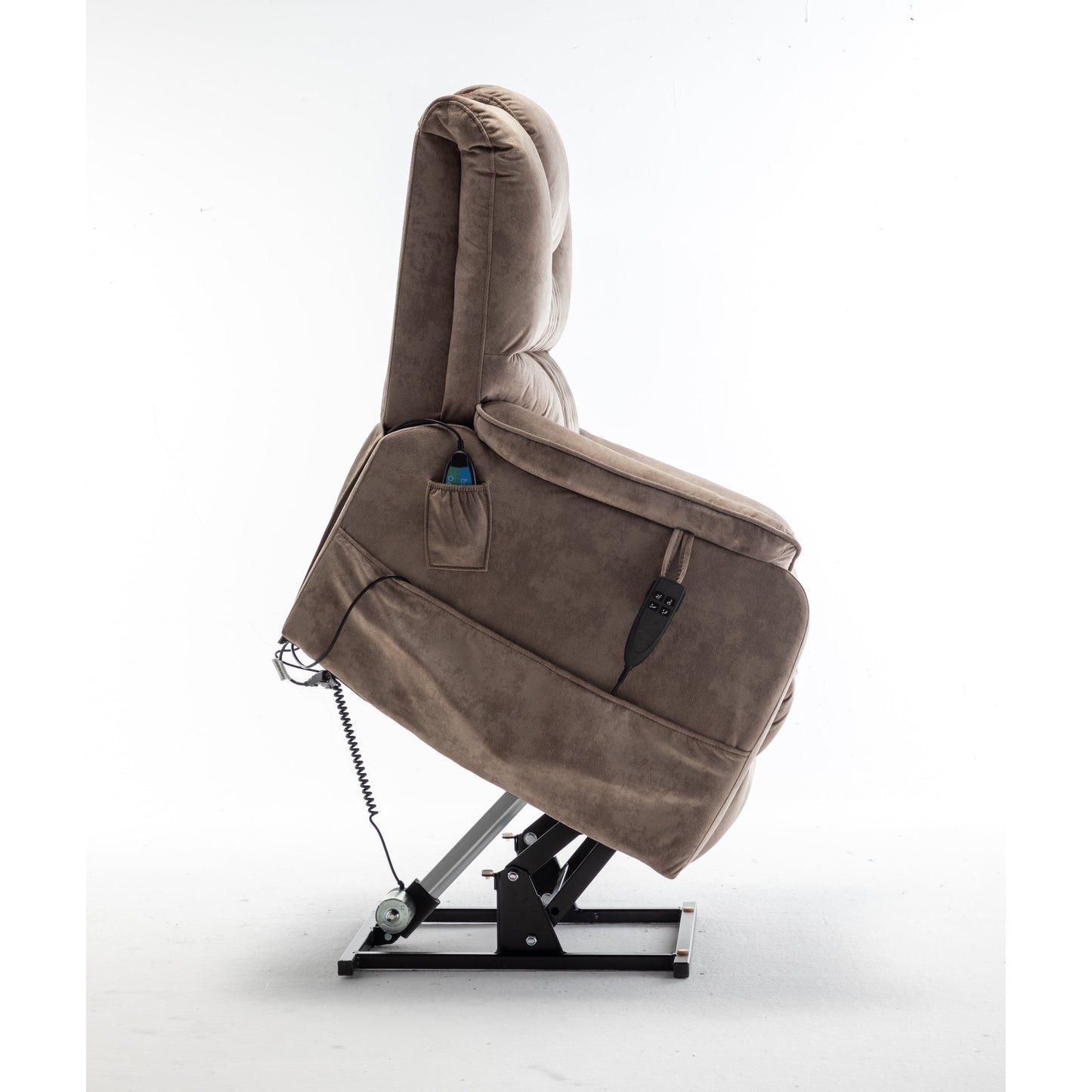 Fauteuil inclinable électrique surdimensionné avec moteur OKIN, inclinaison infinie jusqu'à 180°, siège extra-large et rangement latéral pratique