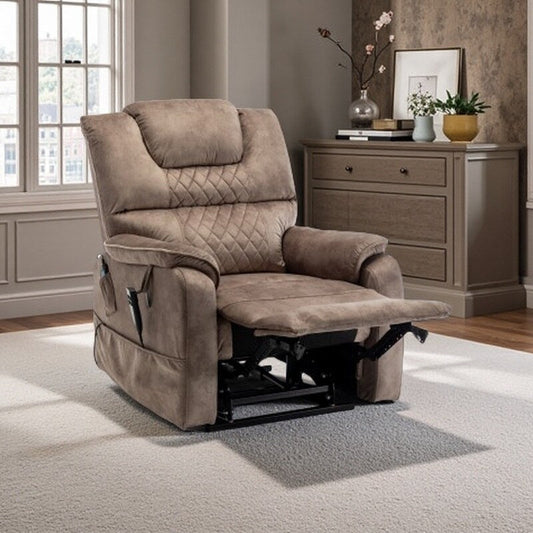 Fauteuil inclinable électrique surdimensionné avec moteur OKIN, inclinaison infinie jusqu'à 180°, siège extra-large et rangement latéral pratique