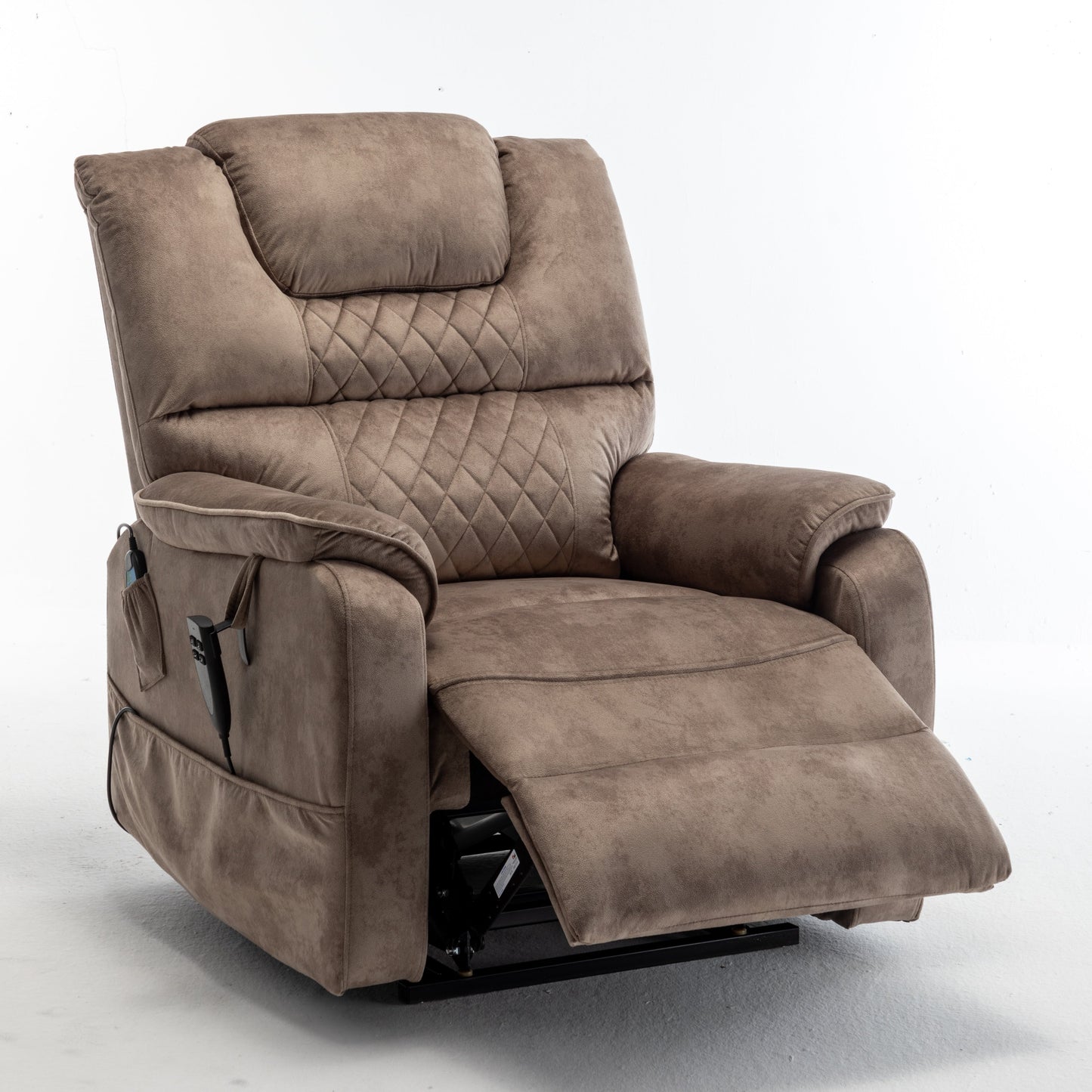 Fauteuil inclinable électrique surdimensionné avec moteur OKIN, inclinaison infinie jusqu'à 180°, siège extra-large et rangement latéral pratique