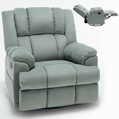 Fauteuil inclinable surdimensionné en tissu avec fonction pivotante et basculante à 360°, commande manuelle pour un confort maximal