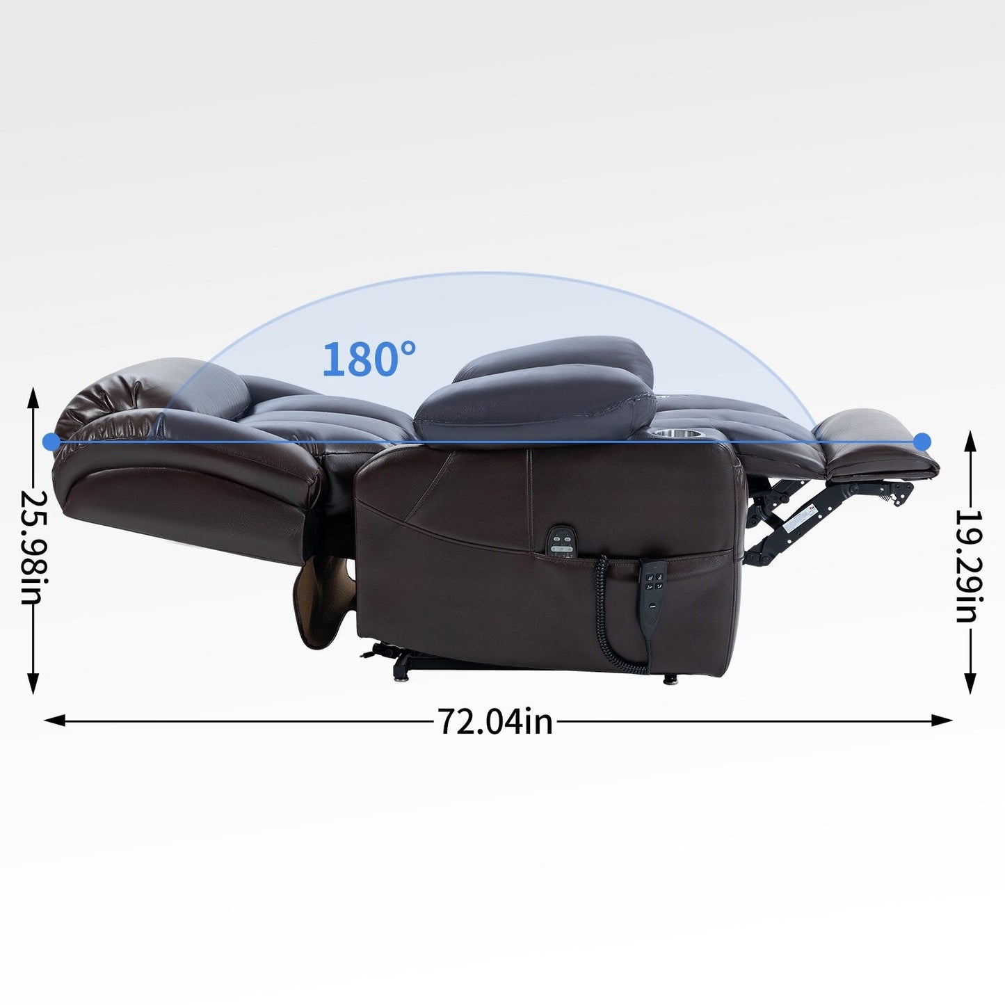 Fauteuil inclinable électrique surdimensionné en similicuir avec massage et chauffage