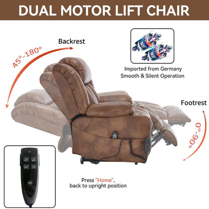 Fauteuil inclinable électrique surdimensionné en similicuir avec massage et chauffage