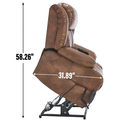 Fauteuil inclinable électrique surdimensionné en similicuir avec massage et chauffage
