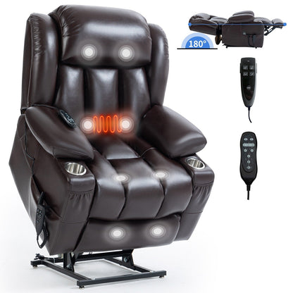 Fauteuil inclinable électrique surdimensionné en similicuir avec massage et chauffage
