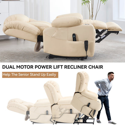 Fauteuil inclinable électrique surdimensionné en similicuir avec massage et chauffage
