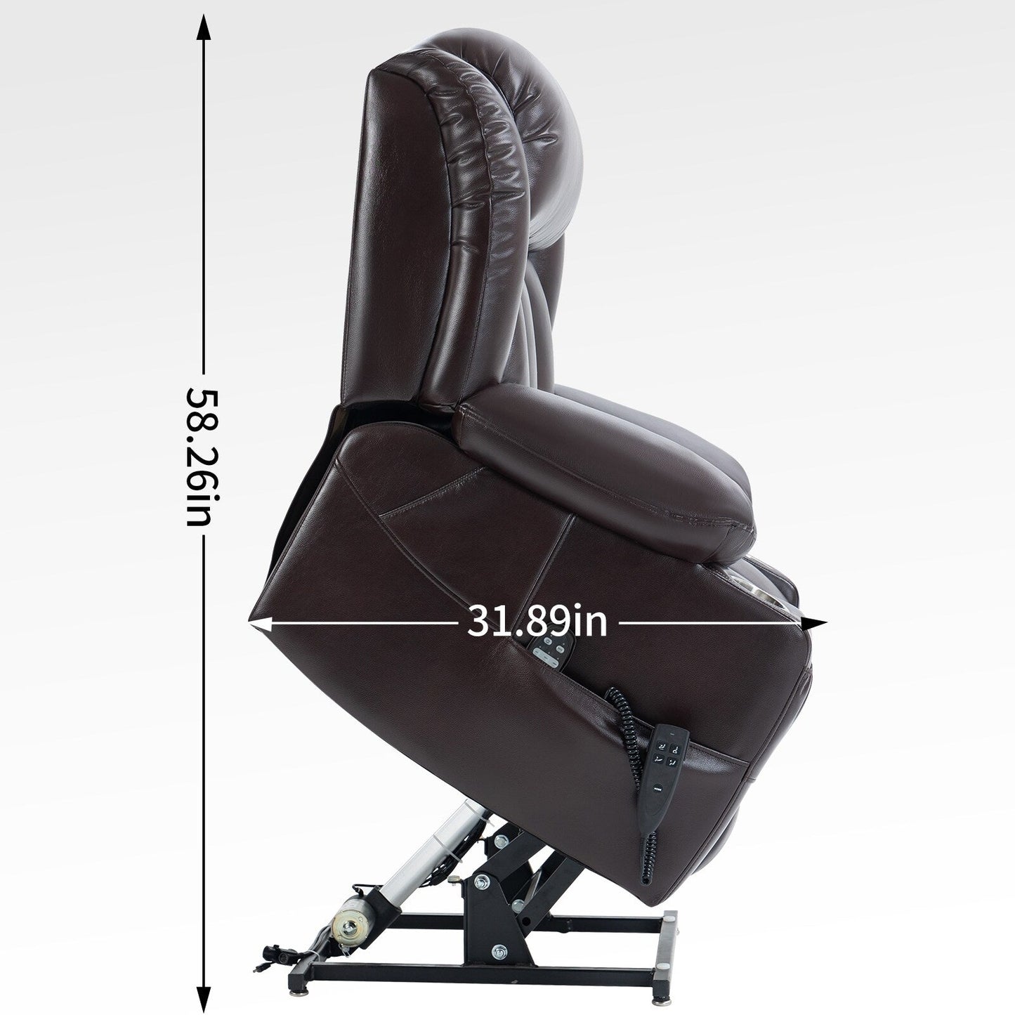 Fauteuil inclinable électrique surdimensionné en similicuir avec massage et chauffage
