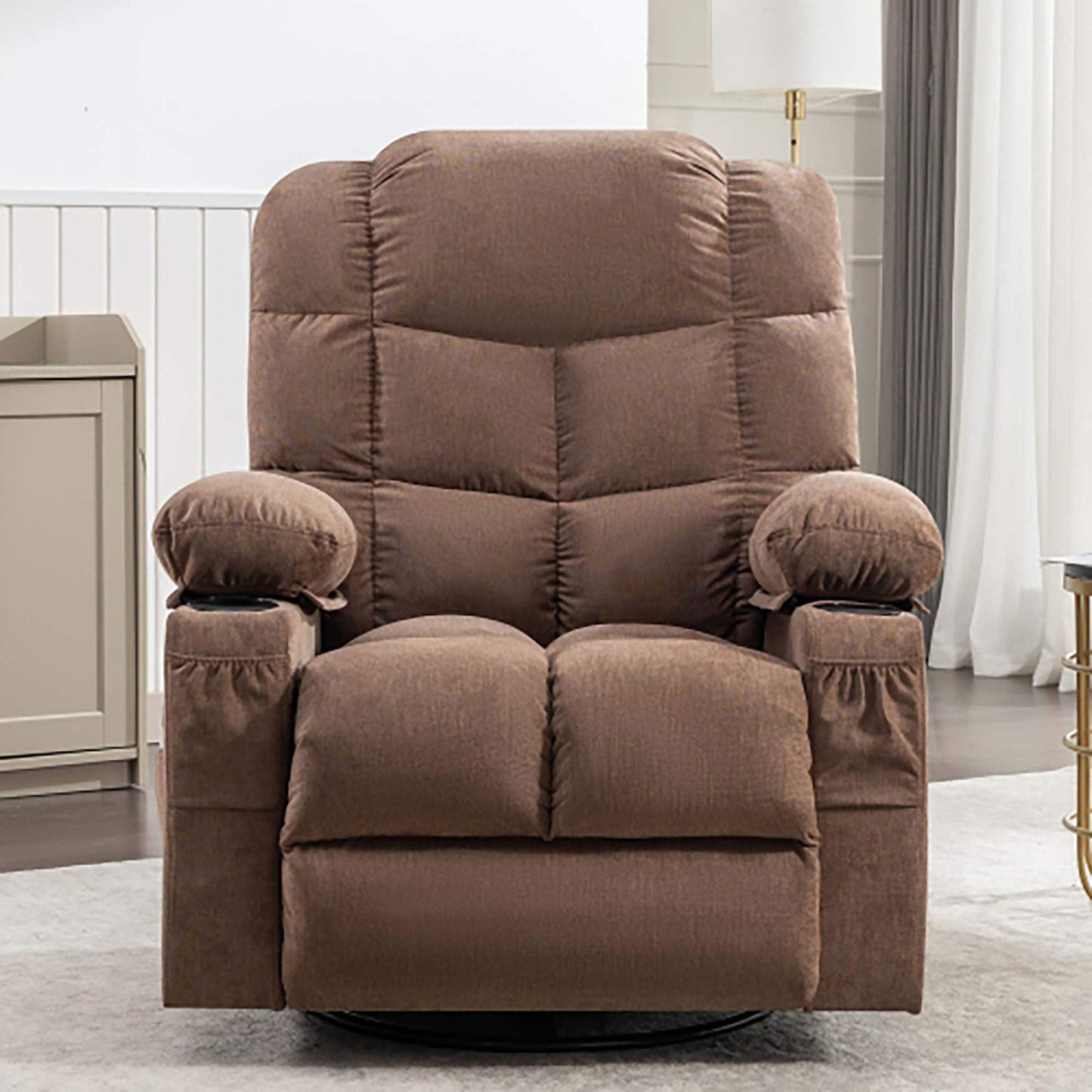 Fauteuil inclinable à bascule de massage surdimensionné avec 2 porte-gobelets
