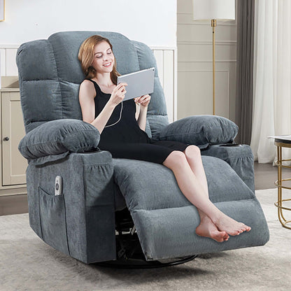 Fauteuil inclinable à bascule de massage surdimensionné avec 2 porte-gobelets