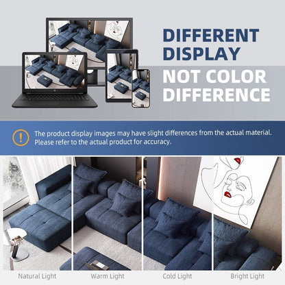 Canapé modulaire surdimensionné 6 places en chenille avec coussins et 8 oreillers pour le salon