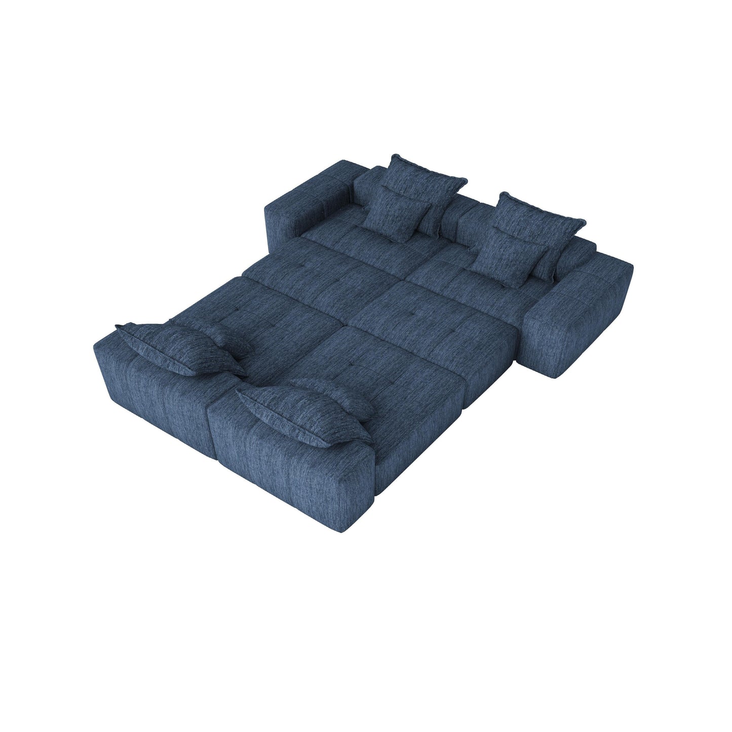 Canapé modulaire surdimensionné 6 places en chenille avec coussins et 8 oreillers pour le salon