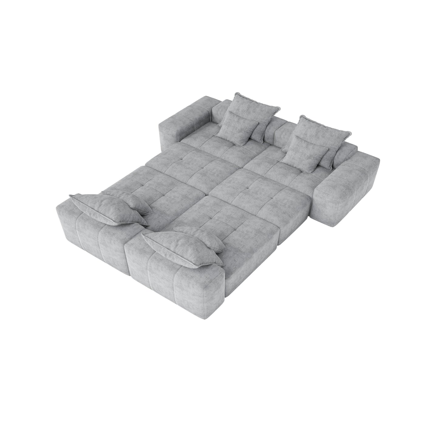 Canapé modulaire surdimensionné 6 places en chenille avec coussins et 8 oreillers pour le salon