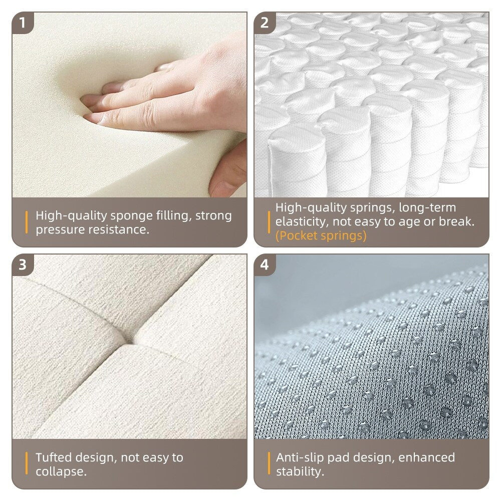 Canapé modulaire surdimensionné 6 places en chenille avec coussins et 8 oreillers pour le salon