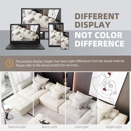 Canapé modulaire surdimensionné 6 places en chenille avec coussins et 8 oreillers pour le salon