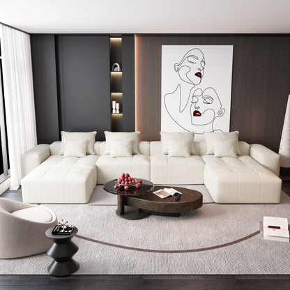 Canapé modulaire surdimensionné 6 places en chenille avec coussins et 8 oreillers pour le salon