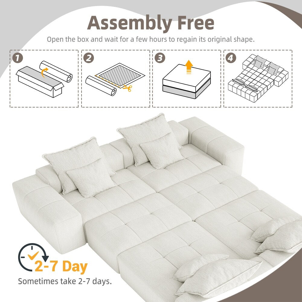 Canapé modulaire surdimensionné 6 places en chenille avec coussins et 8 oreillers pour le salon