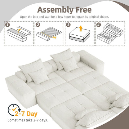 Canapé modulaire surdimensionné 6 places en chenille avec coussins et 8 oreillers pour le salon