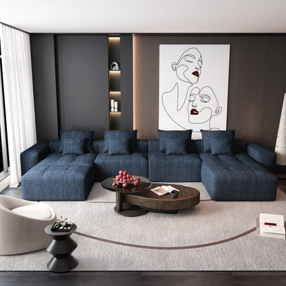 Canapé modulaire surdimensionné 6 places en chenille avec coussins et 8 oreillers pour le salon