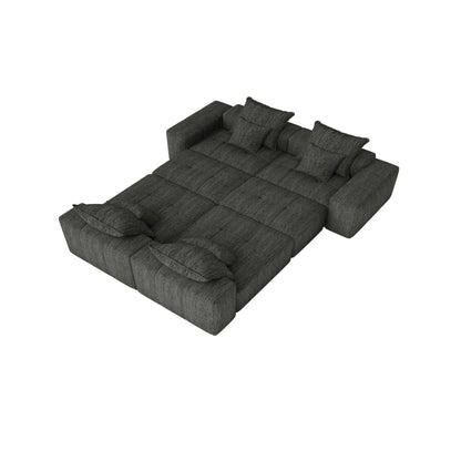 Canapé modulaire surdimensionné 6 places en chenille avec coussins et 8 oreillers pour le salon