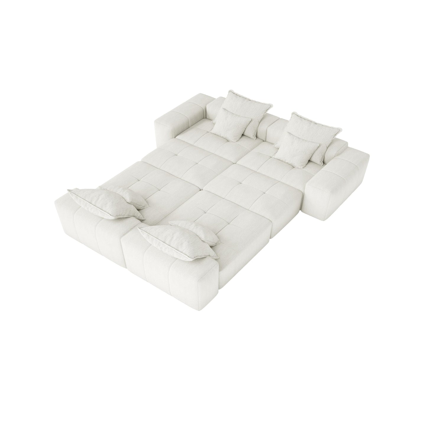 Canapé modulaire surdimensionné 6 places en chenille avec coussins et 8 oreillers pour le salon