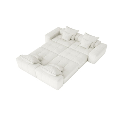 Canapé modulaire surdimensionné 6 places en chenille avec coussins et 8 oreillers pour le salon