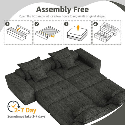 Canapé modulaire surdimensionné 6 places en chenille avec coussins et 8 oreillers pour le salon