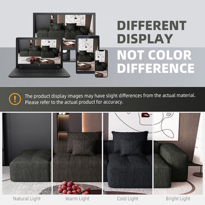 Canapé modulaire sectionnel surdimensionné en chenille avec pouf, méridienne, 1 accoudoir et 4 coussins pour le salon