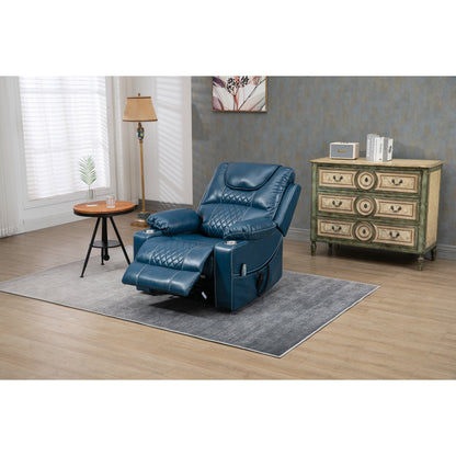 Fauteuil inclinable électrique surdimensionné en cuir PU avec massage, chauffage lombaire, porte-gobelet, position à plat à 180°
