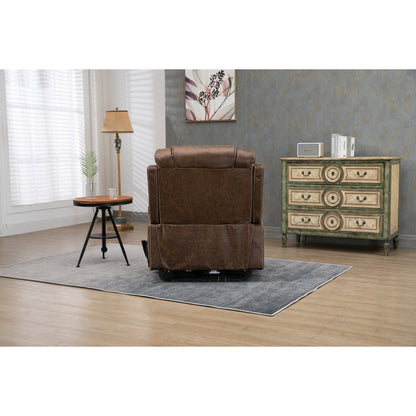 Fauteuil inclinable électrique surdimensionné en cuir PU avec massage, chauffage lombaire, porte-gobelet, position à plat à 180°