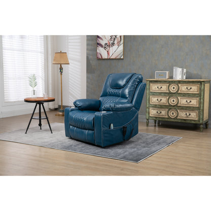 Fauteuil inclinable électrique surdimensionné en cuir PU avec massage, chauffage lombaire, porte-gobelet, position à plat à 180°