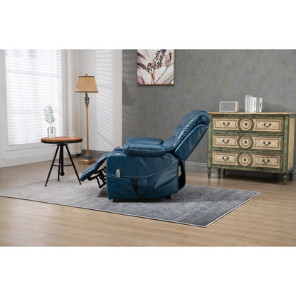 Fauteuil inclinable électrique surdimensionné en cuir PU avec massage, chauffage lombaire, porte-gobelet, position à plat à 180°