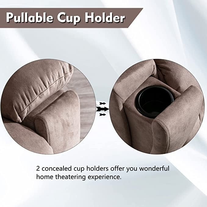 Fauteuil inclinable électrique surdimensionné avec massage et chauffage, avec 2 porte-gobelets dissimulés pour personnes âgées