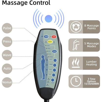 Fauteuil inclinable électrique surdimensionné avec massage et chauffage, avec 2 porte-gobelets dissimulés pour personnes âgées
