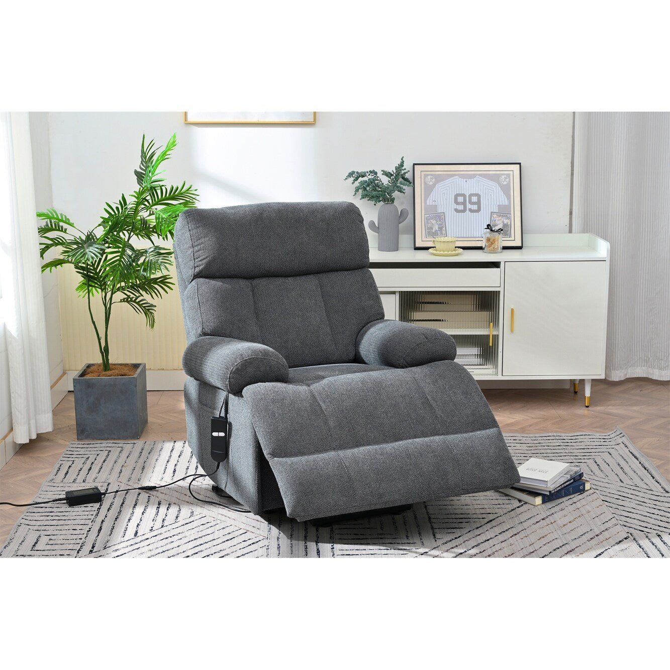 Fauteuil inclinable électrique surdimensionné pour personnes âgées, canapé inclinable avec télécommande, poche latérale, siège spacieux