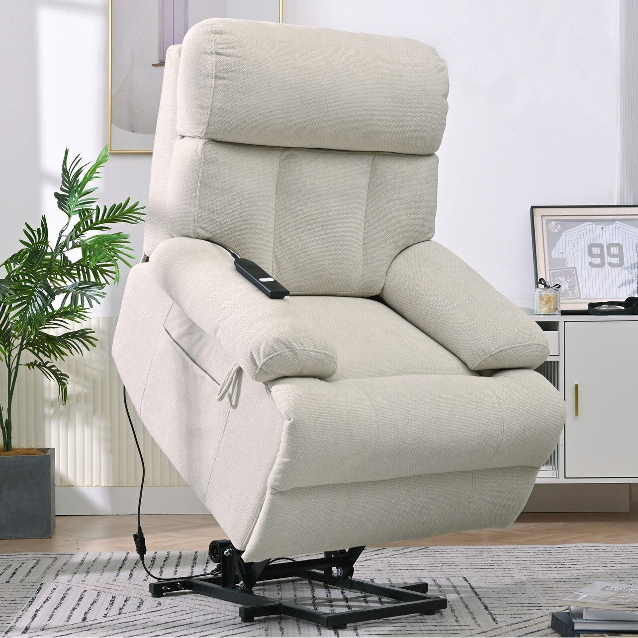 Fauteuil inclinable électrique surdimensionné pour personnes âgées, canapé inclinable avec télécommande, poche latérale, siège spacieux