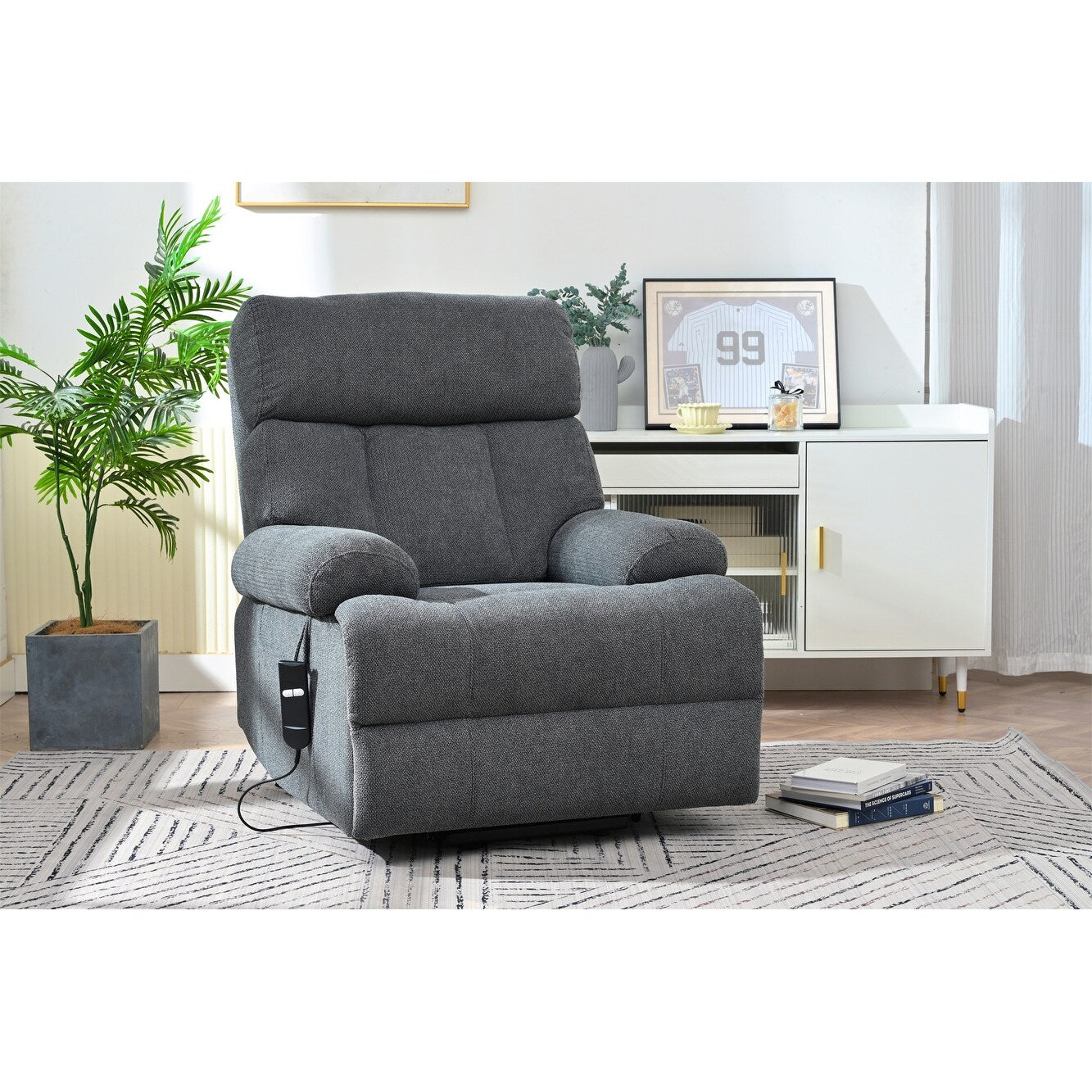 Fauteuil inclinable électrique surdimensionné pour personnes âgées, canapé inclinable avec télécommande, poche latérale, siège spacieux
