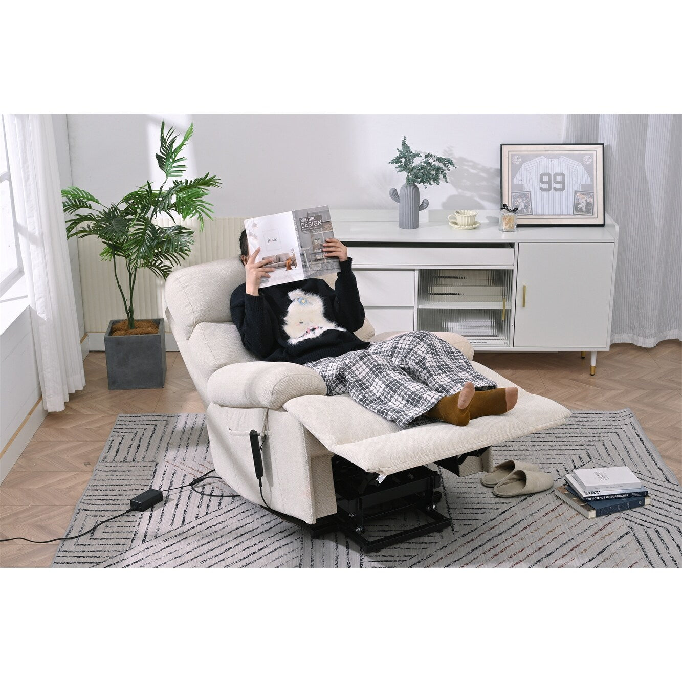 Fauteuil inclinable électrique surdimensionné pour personnes âgées, canapé inclinable avec télécommande, poche latérale, siège spacieux