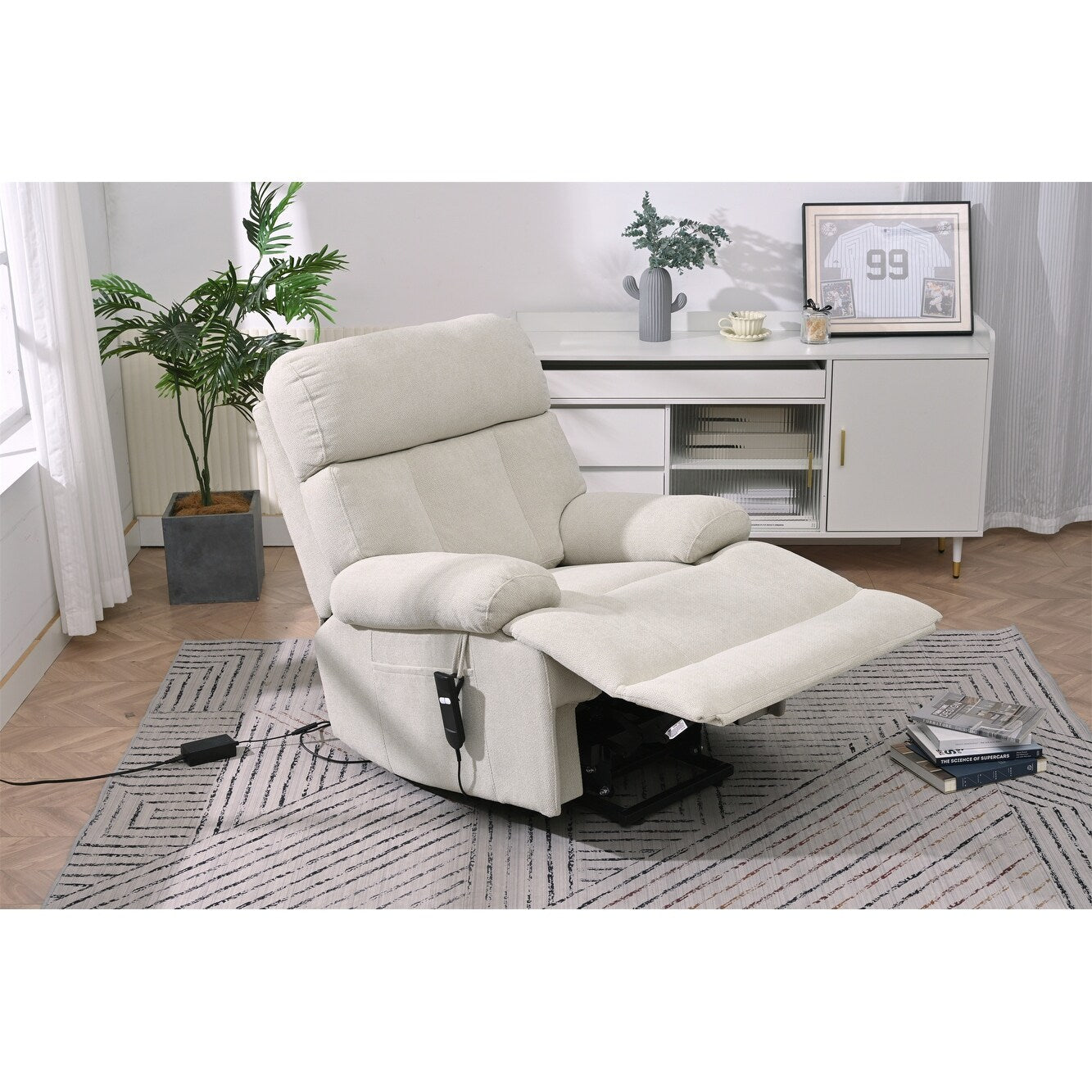 Fauteuil inclinable électrique surdimensionné pour personnes âgées, canapé inclinable avec télécommande, poche latérale, siège spacieux