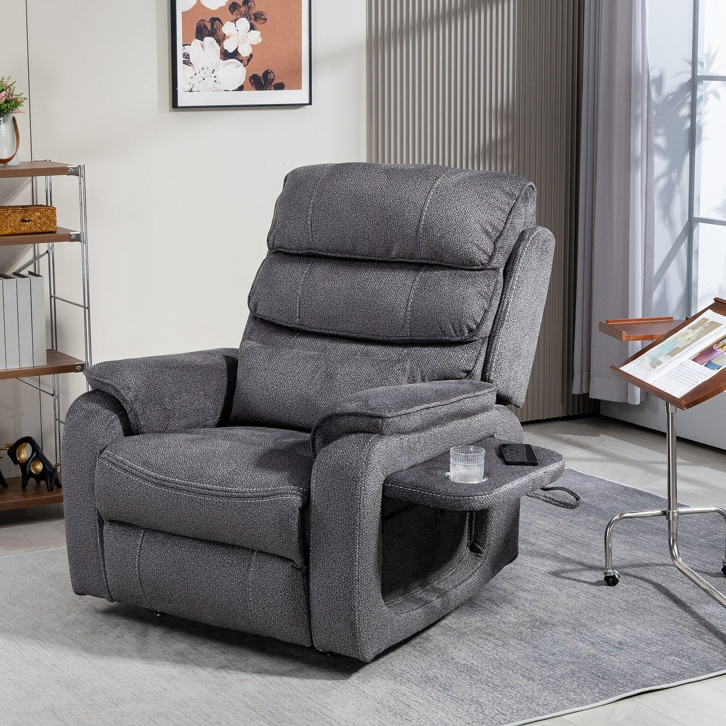 Fauteuil inclinable électrique surdimensionné avec massage thermique, 180° en position allongée