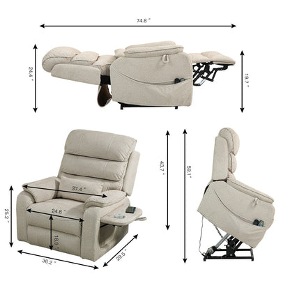 Fauteuil inclinable électrique surdimensionné avec massage thermique, 180° en position allongée