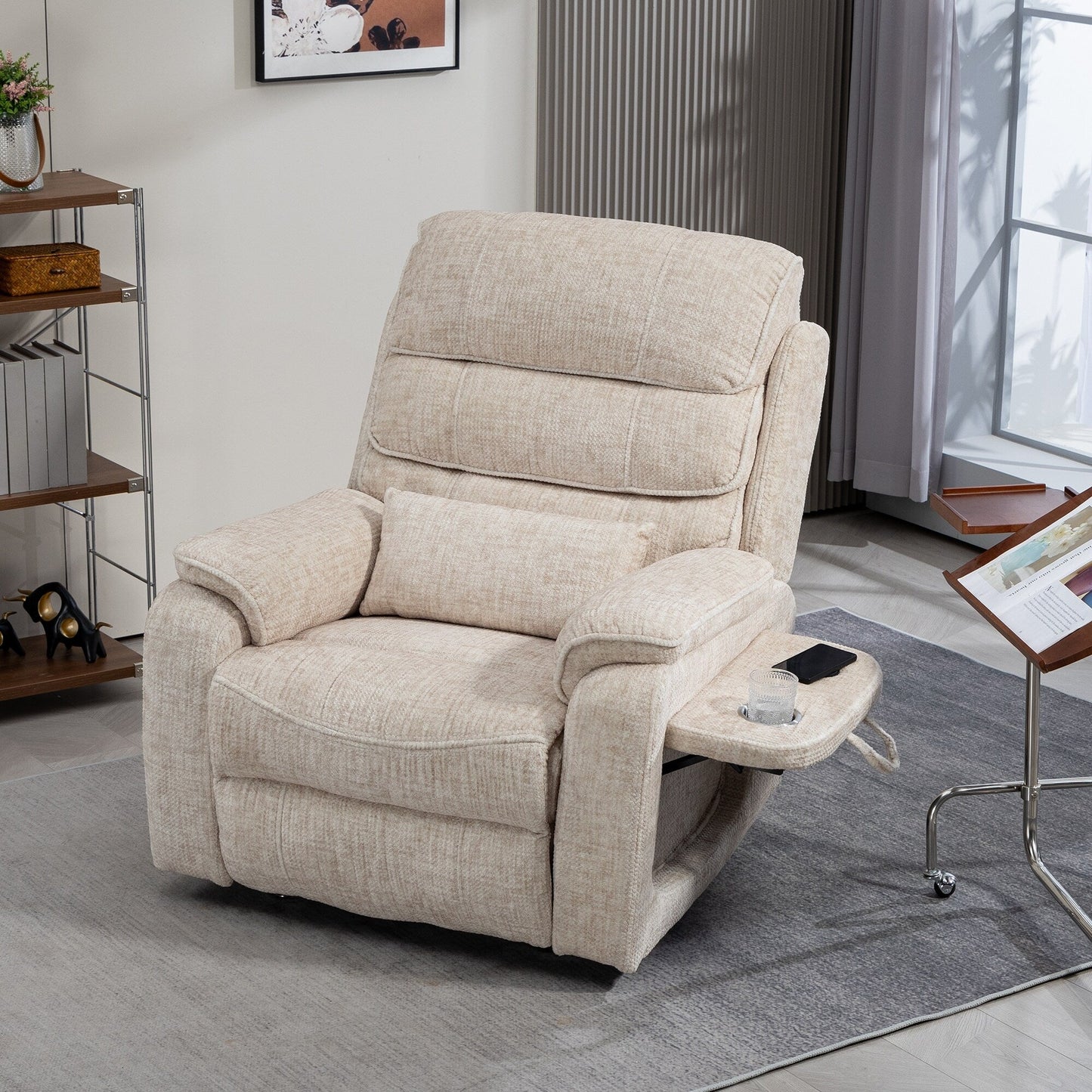 Fauteuil inclinable électrique surdimensionné avec massage thermique, 180° en position allongée