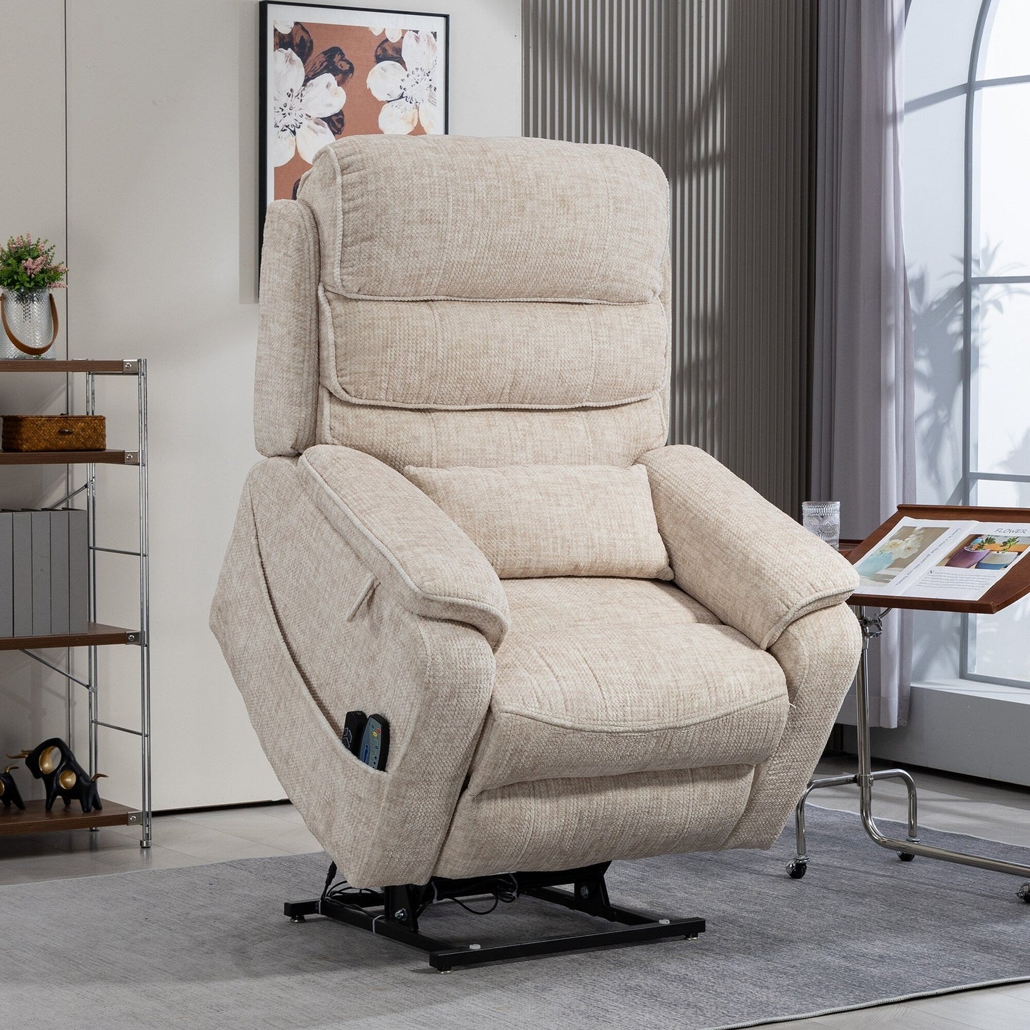 Fauteuil inclinable électrique surdimensionné avec massage thermique, 180° en position allongée