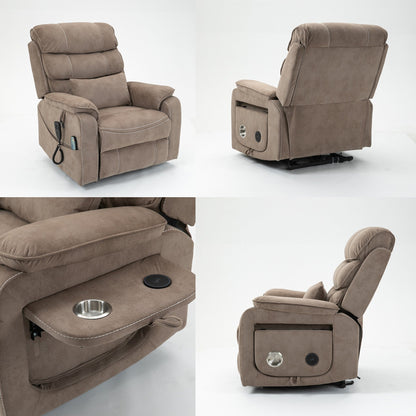 Fauteuil inclinable électrique surdimensionné avec massage thermique, 180° en position allongée