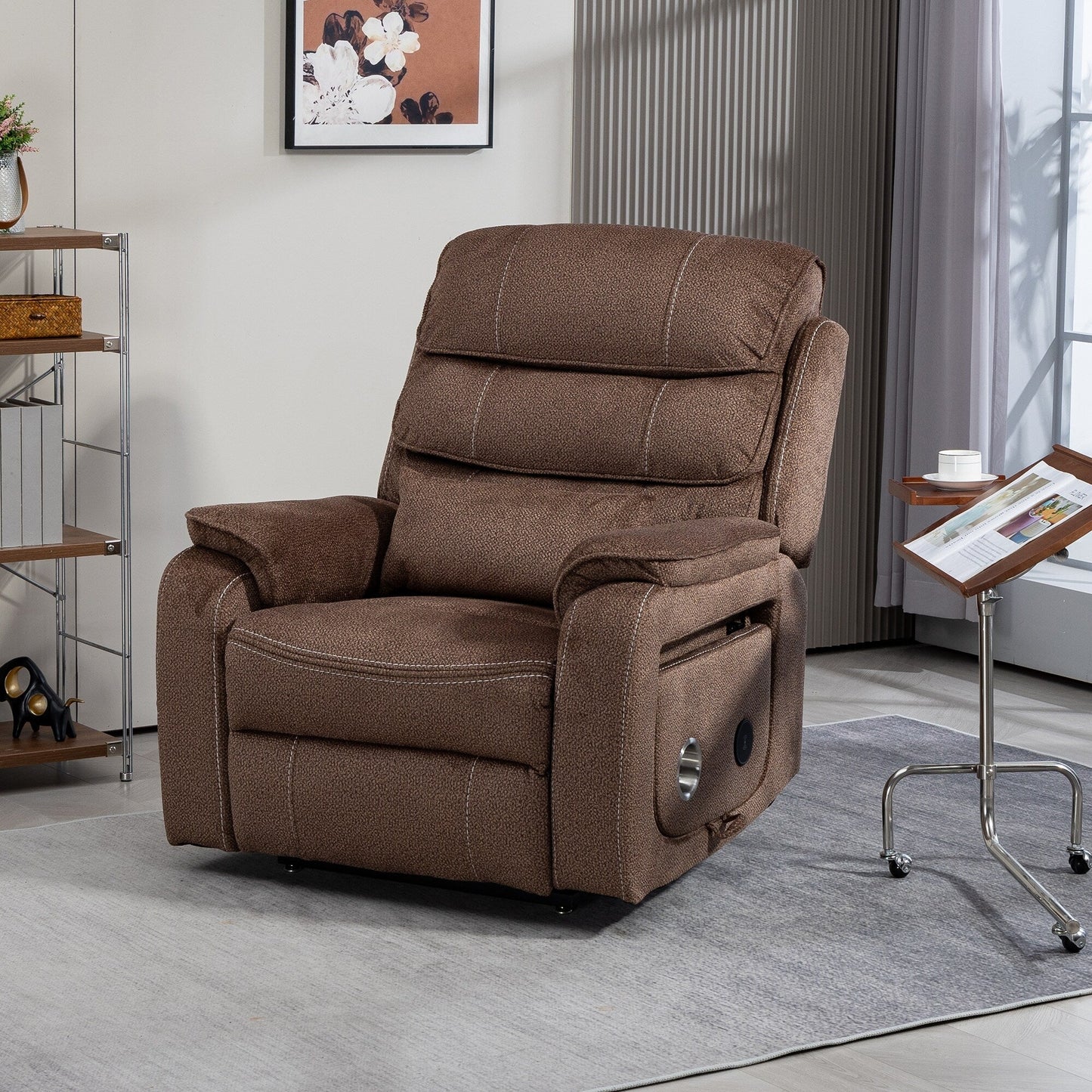 Fauteuil inclinable électrique surdimensionné avec massage thermique, 180° en position allongée