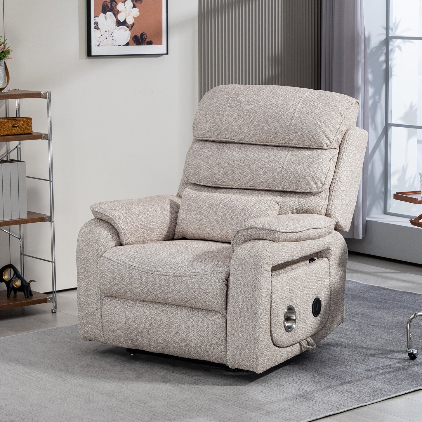 Fauteuil inclinable électrique surdimensionné avec massage thermique, 180° en position allongée