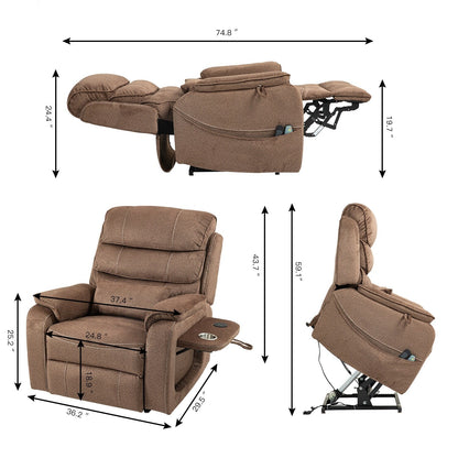 Fauteuil inclinable électrique surdimensionné avec massage thermique, 180° en position allongée