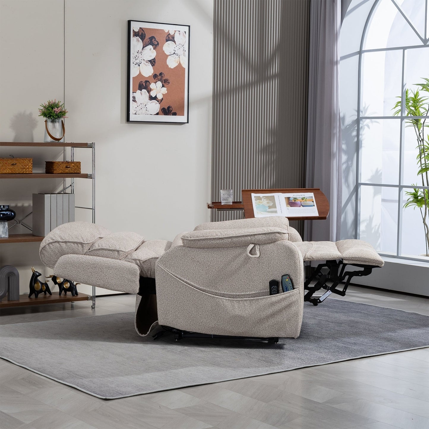 Fauteuil inclinable électrique surdimensionné avec massage thermique, 180° en position allongée