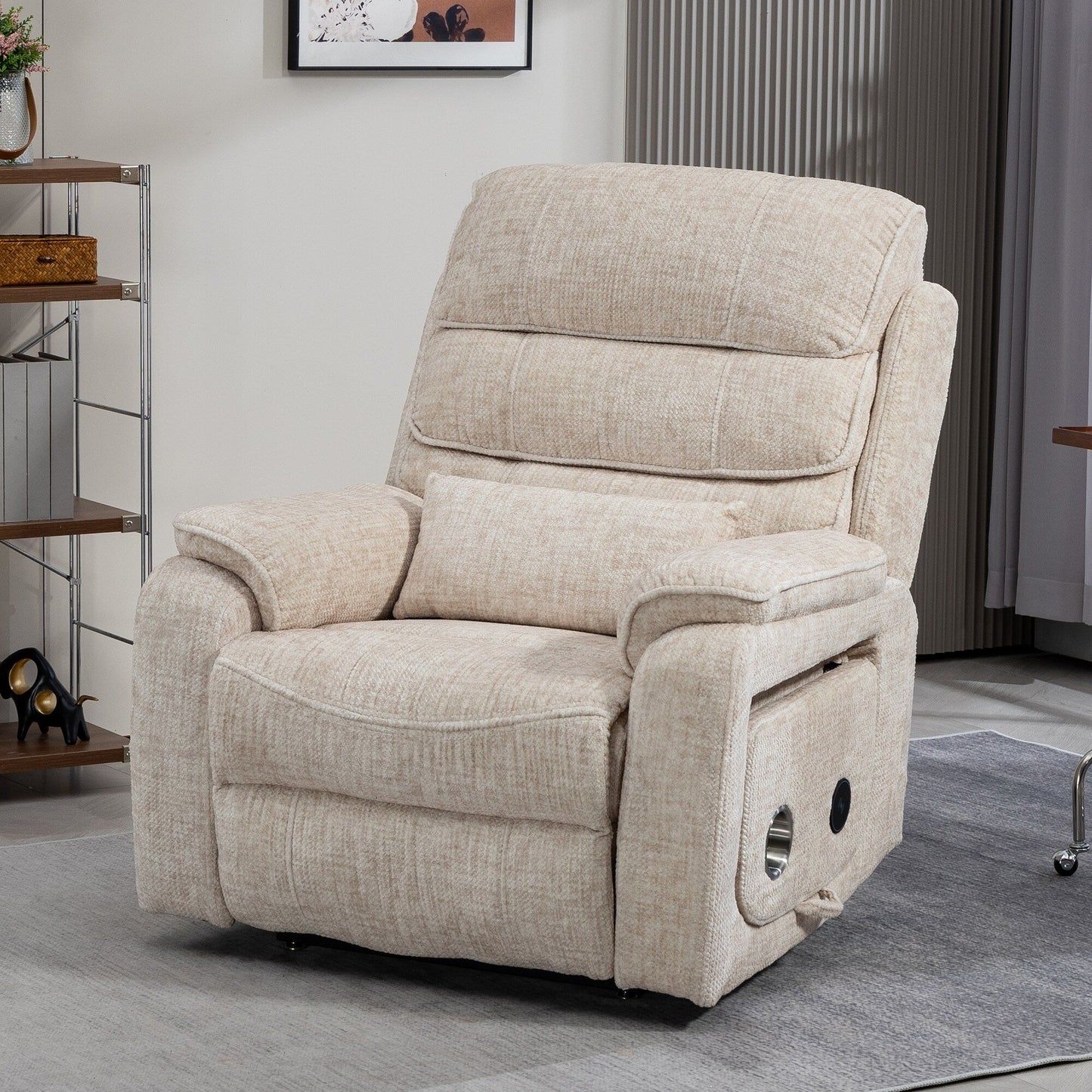 Fauteuil inclinable électrique surdimensionné avec massage thermique, 180° en position allongée