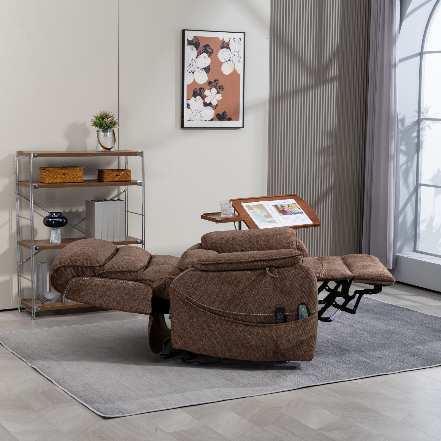 Fauteuil inclinable électrique surdimensionné avec massage thermique, 180° en position allongée